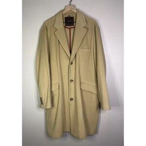 Wool Cashmere Trench Coat XL MEN TreVero Double Breasted Camel Tan Vintage